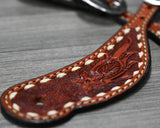 Ladies Tooled Spur Strap with Buckstitching (382-AB)