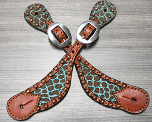 Spur Strap with Giraffe Inlay and Copper Dots (382-MG)