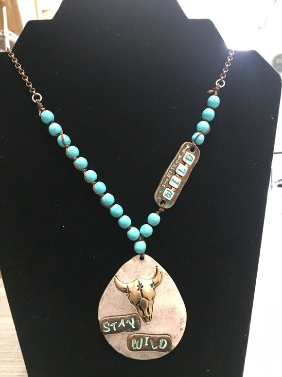 Stay Wild Longhorn Necklace Set (NSWLT)