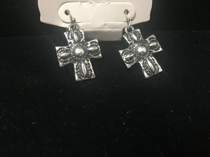 Silver Cross Engraved Earrings (SSCRE)