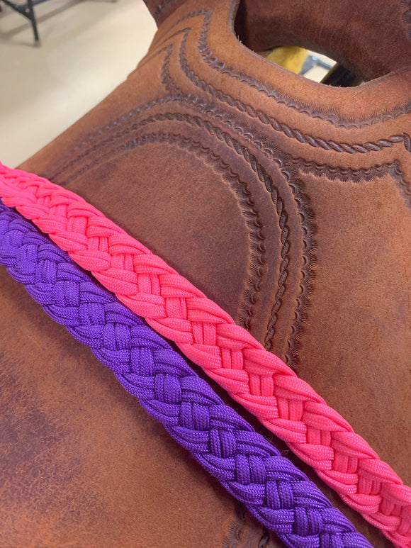8 Foot Barrel Reins - Pink and Purple