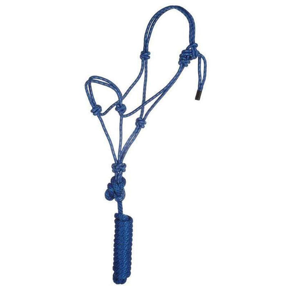 Blue Nylon Yearling Rope Halter with Lead (8105)